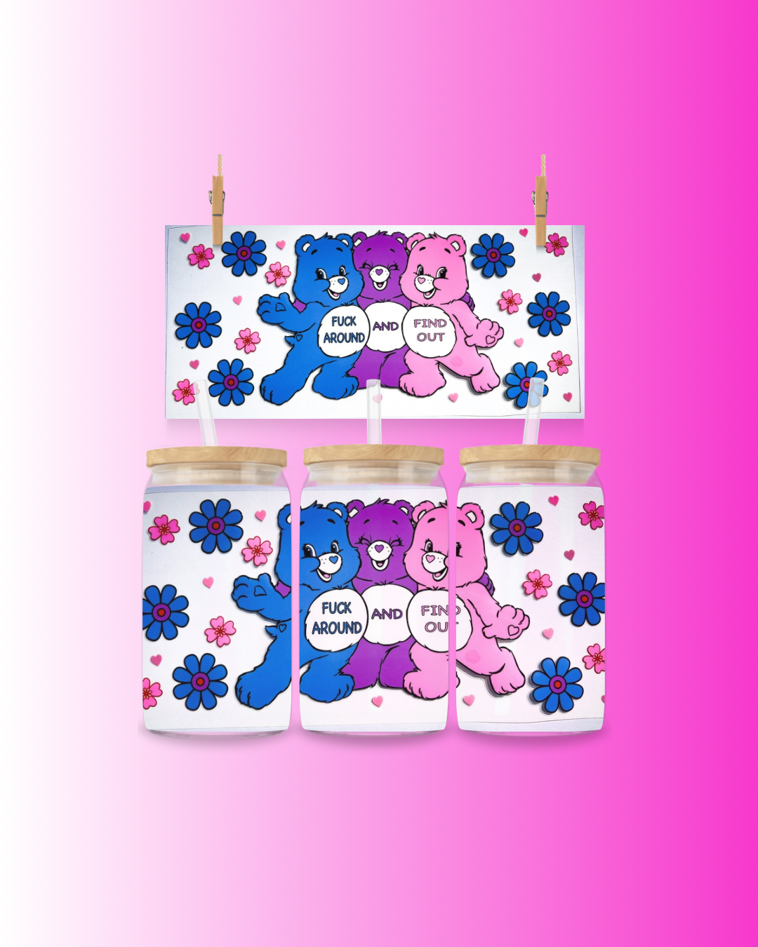 🌸 Cute but Savage Bears 16oz UVDTF Wrap