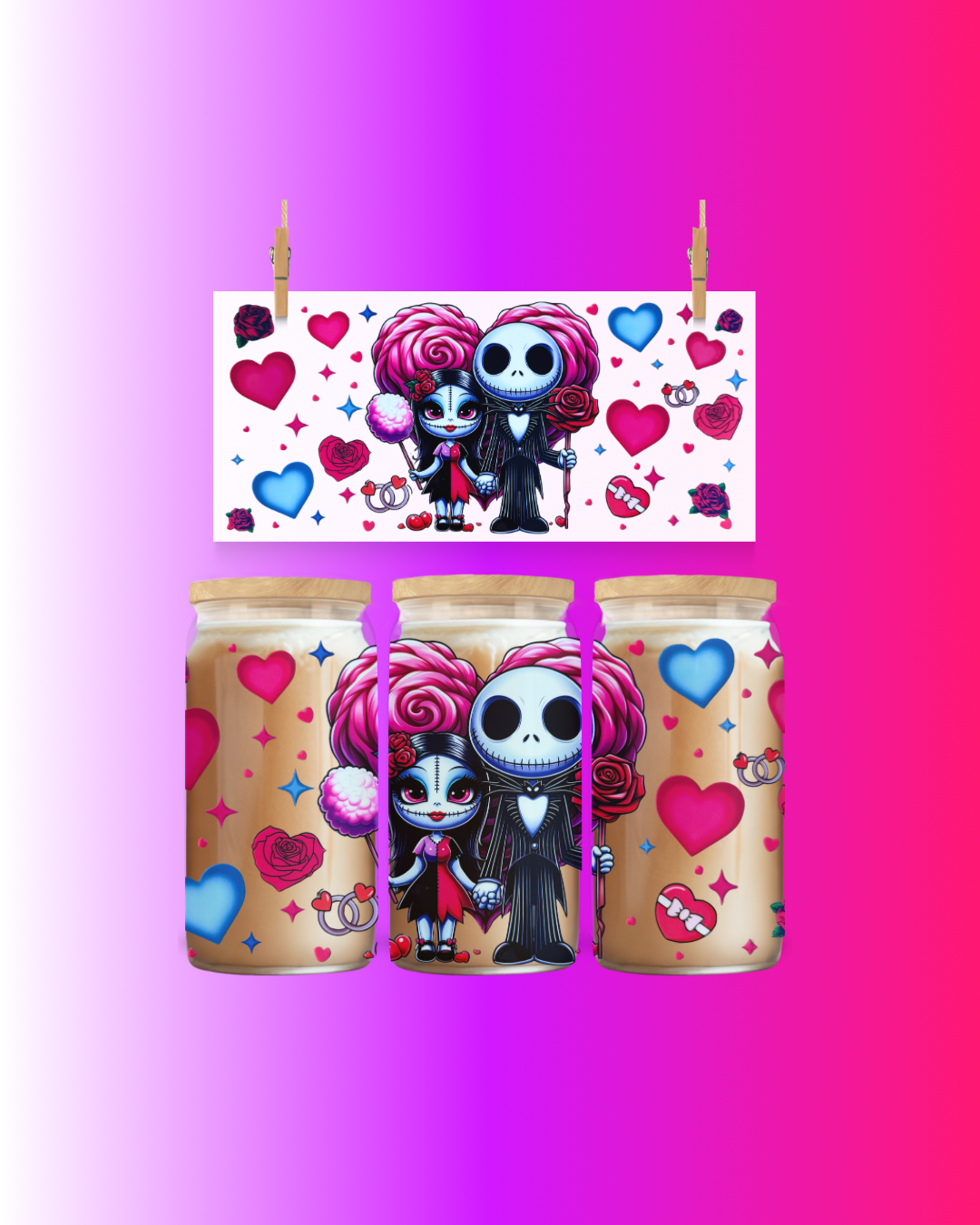 🥇 Gothic Love Story UV DTF Cup Wrap – 16oz