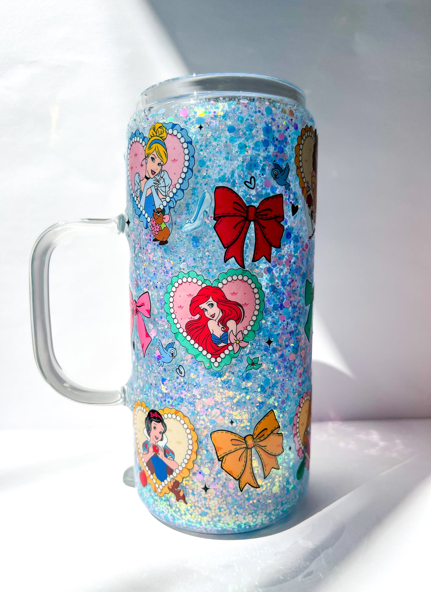 ✨ Enchanted Princess Glitter Snow Globe 20oz with handle ✨