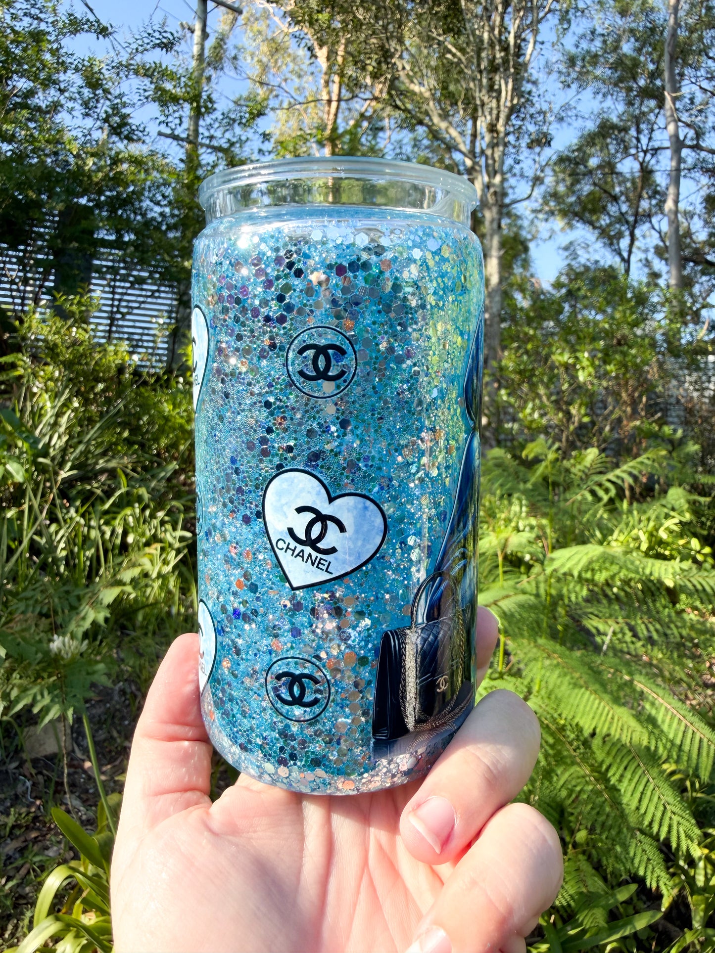 Glam Blue Hoodie Girl Glitter 16oz Cup