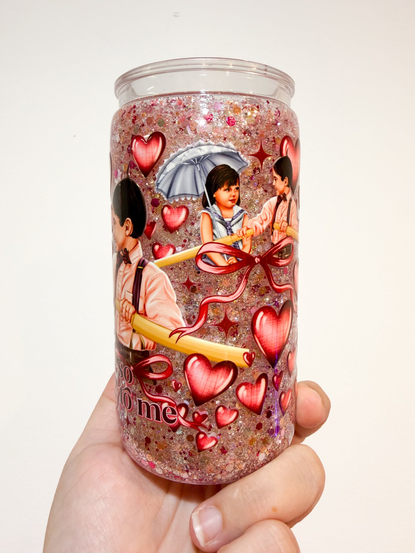 Alfalfa & Darla Nostalgic Snow Globe Tumbler – 16oz Acrylic | Valentine’s Day Gift