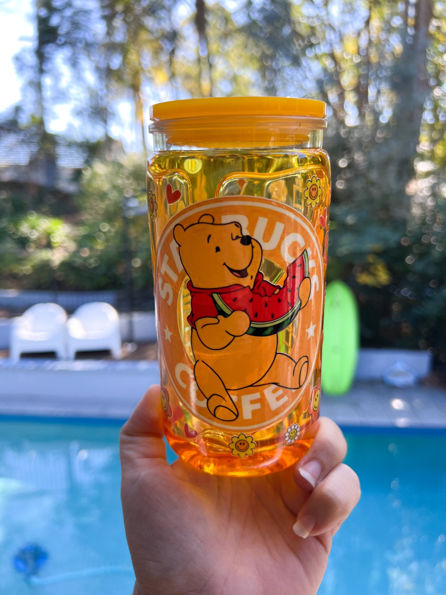 🍯 Honey Drip Snow Globe Tumbler – 16oz Acrylic Cute Honey Bear Design