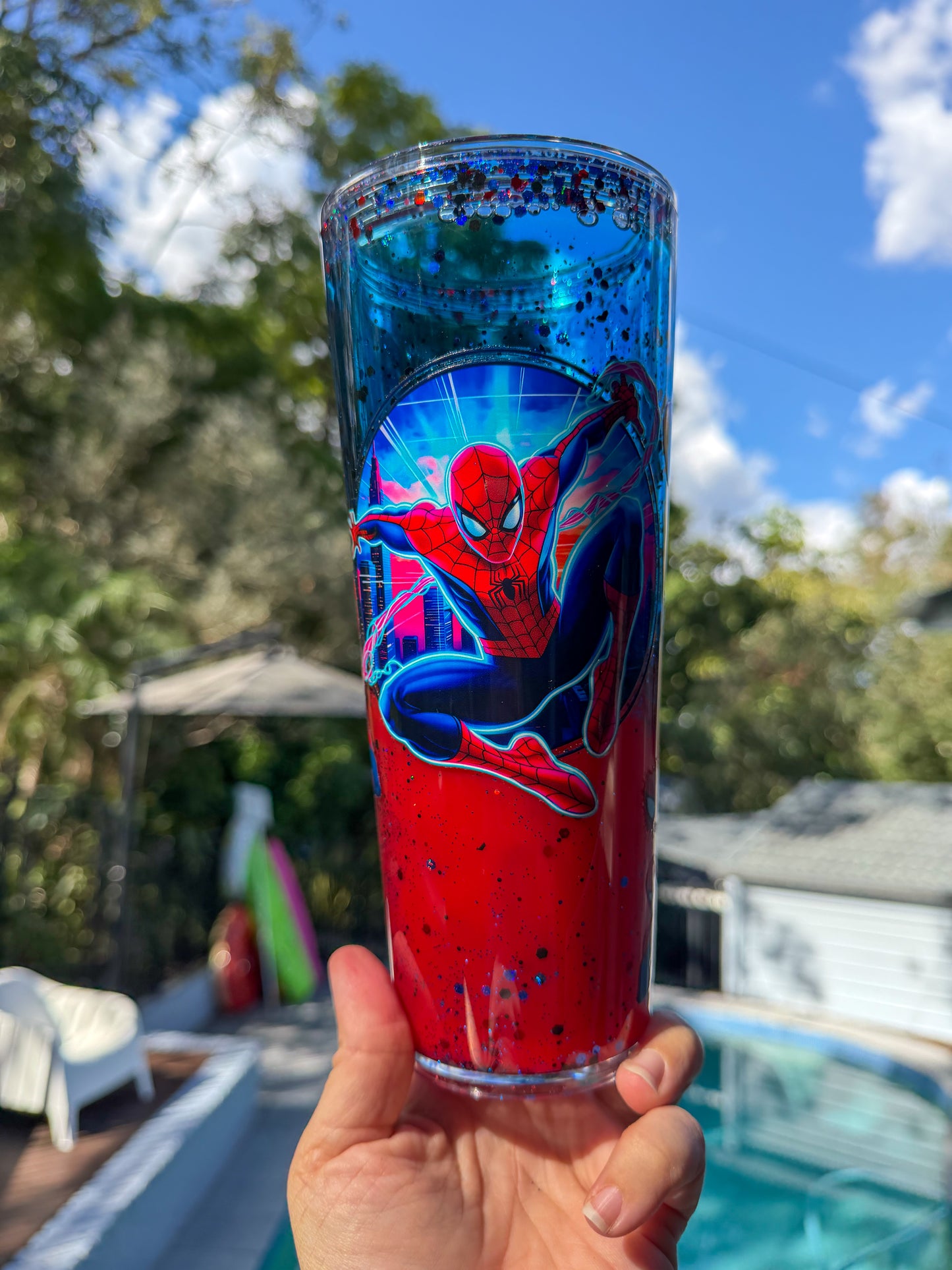 24oz Spider-Man Lava Drip Snow Globe Tumbler