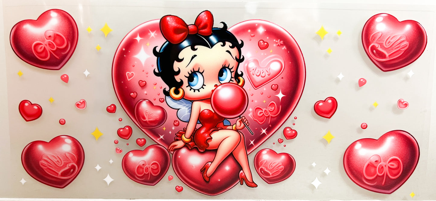 Betty Hearts & Bows UV DTF - to suit 16oz tumbler