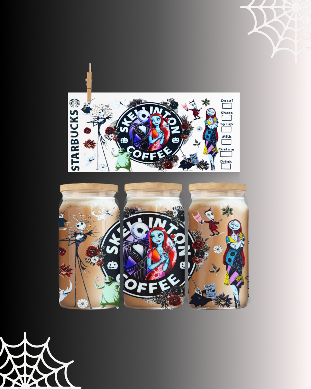 Skeleton Coffee Halloween UV DTF Cup Wrap