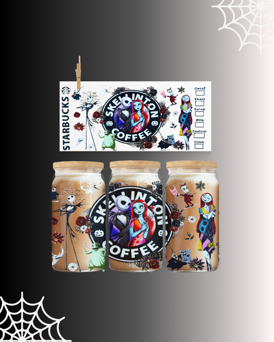 Skeleton Coffee Halloween UV DTF Cup Wrap