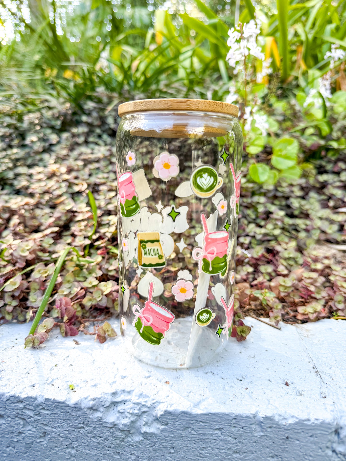 🍵✨ Matcha Girly Glass Can Tumbler 16oz