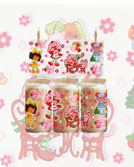 Sweet as Strawberries UV DTF cup wrap 16oz