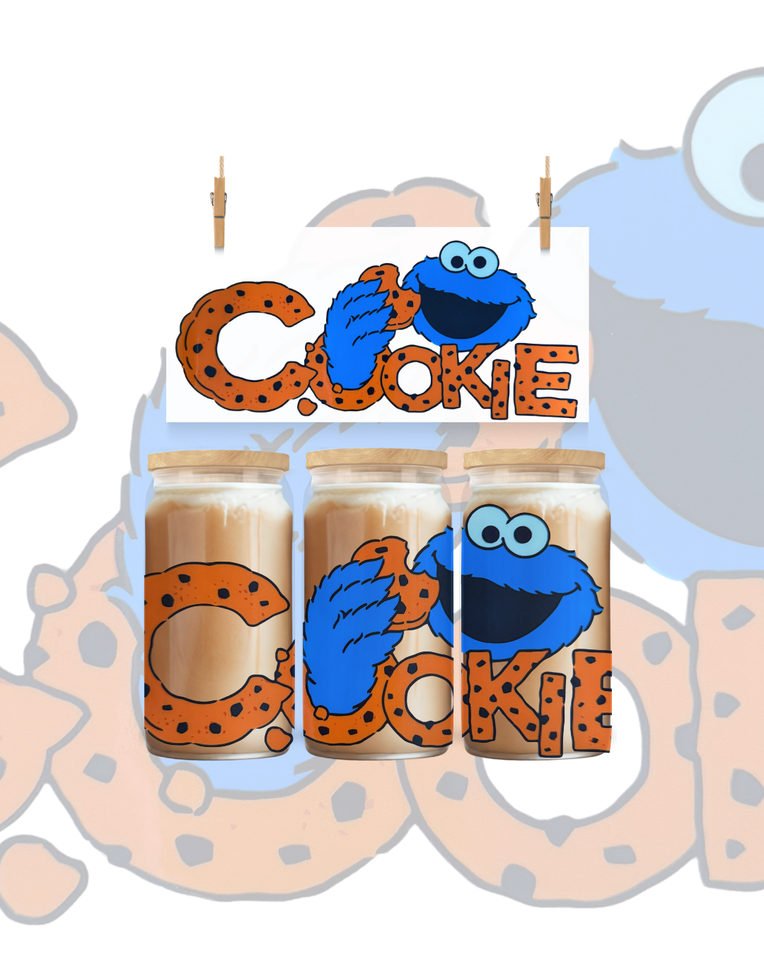🍪 Cookie Monster Crunch UV DTF Cup Wrap – 16oz