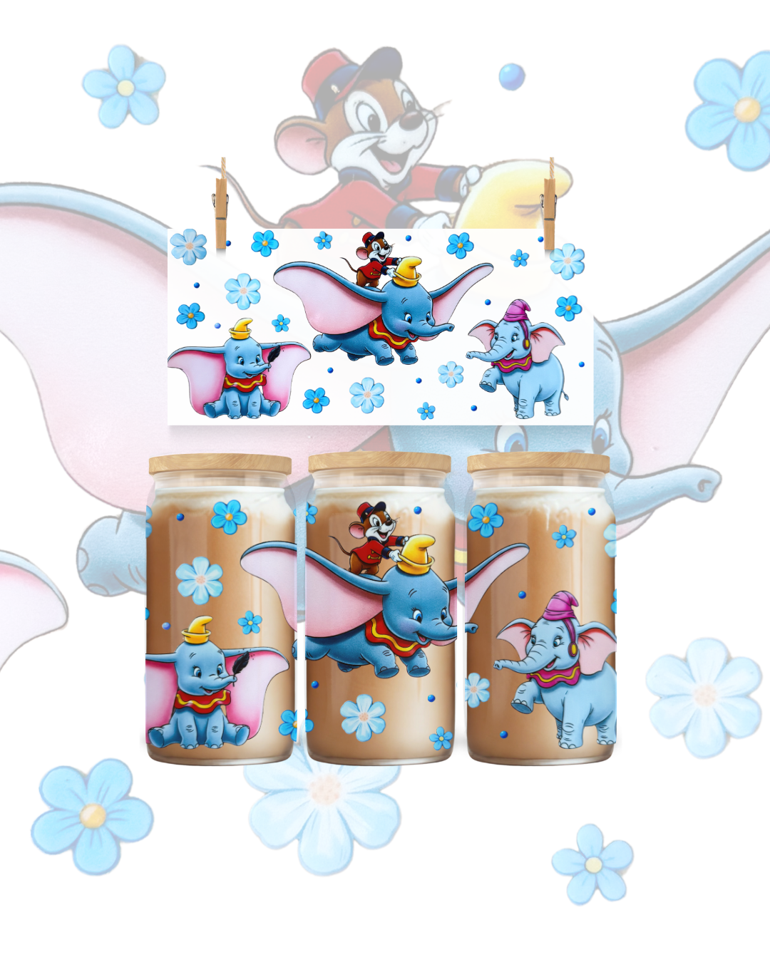 🩵 Little Flying Elephant UV DTF Cup Wrap – 16oz ⭐