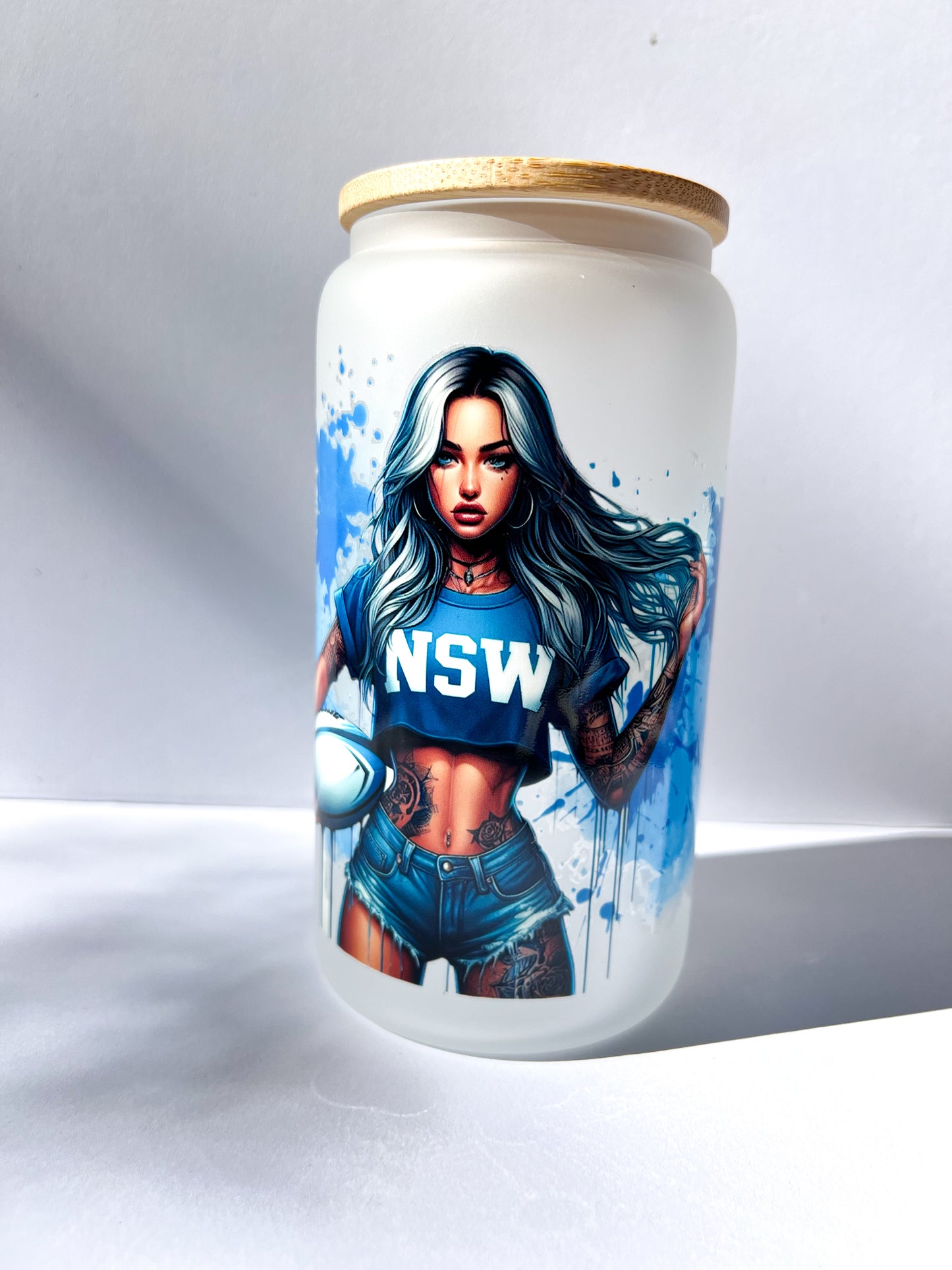 State of Origin Frosted Glass Cup NSW