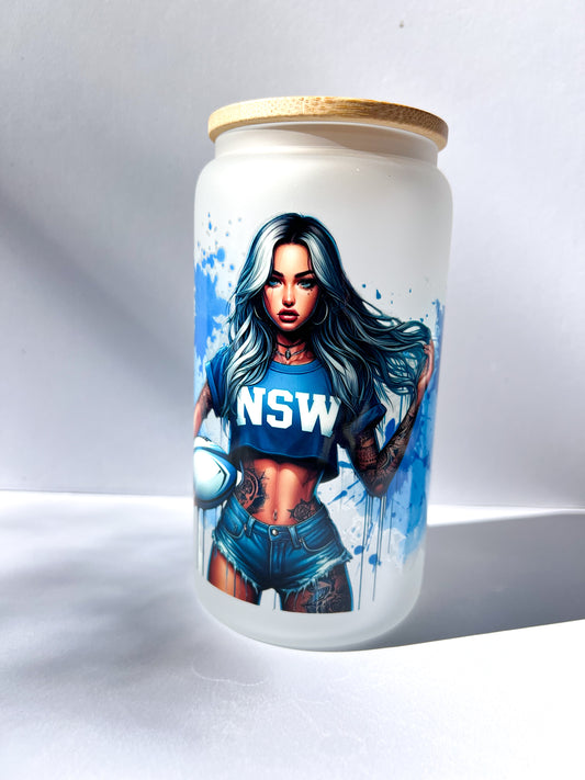 State of Origin Frosted Glass Cup NSW