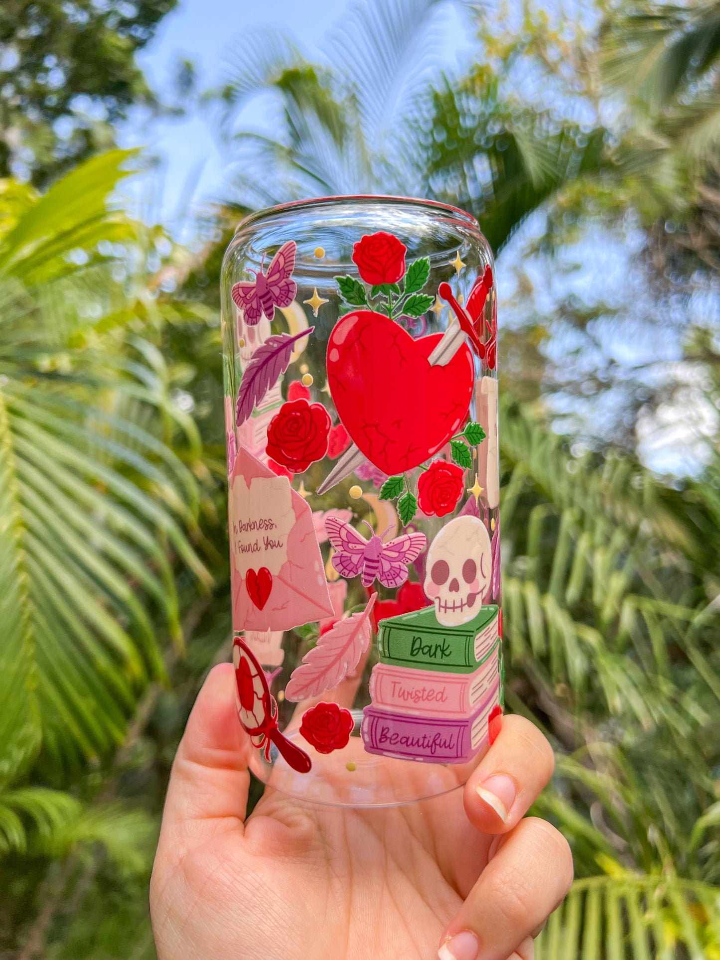 Dark Romance Bookish 16oz Glass Tumbler | Double-Sided Design