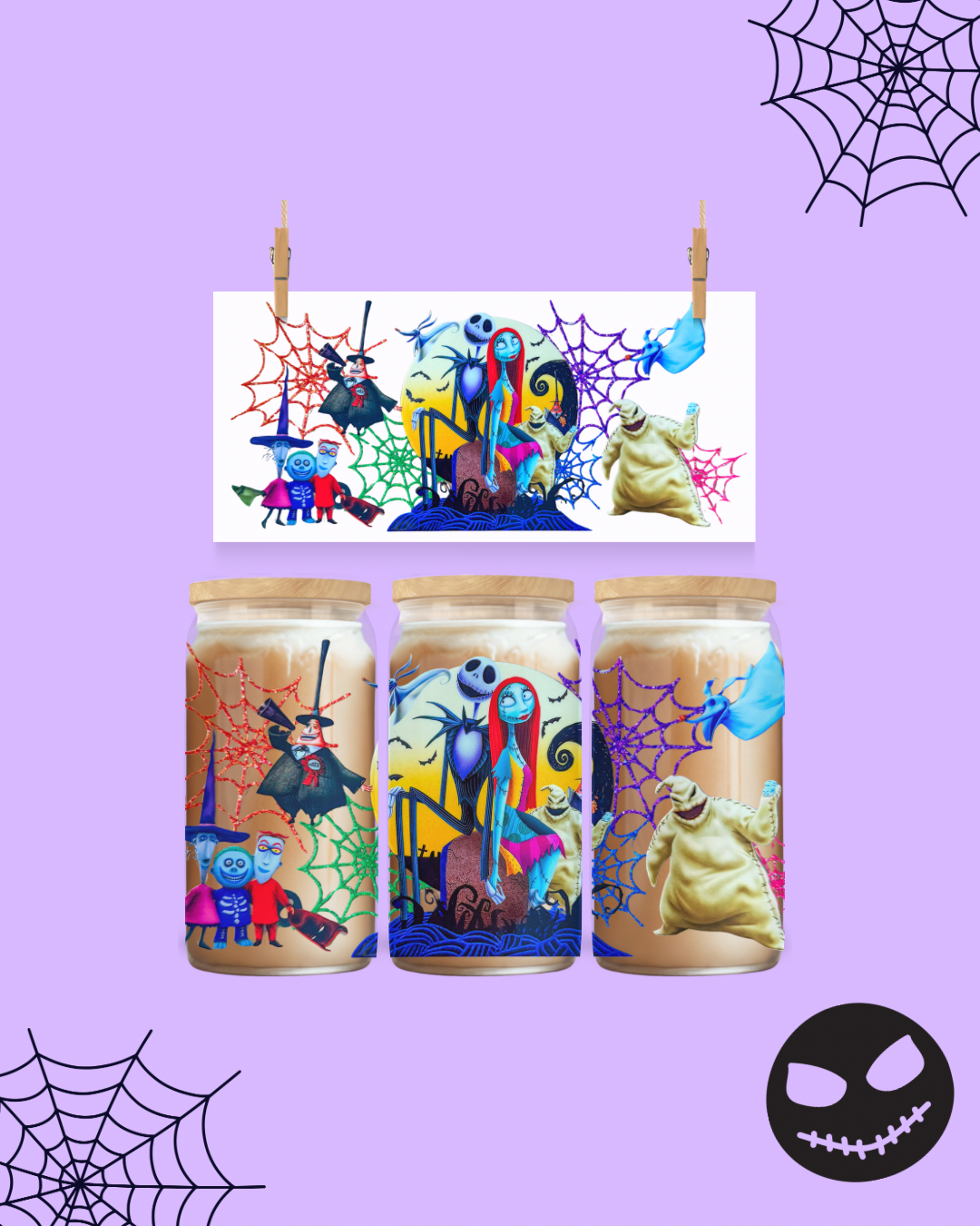 👻 Haunted Halloween Friends UV DTF Cup Wrap – 16oz