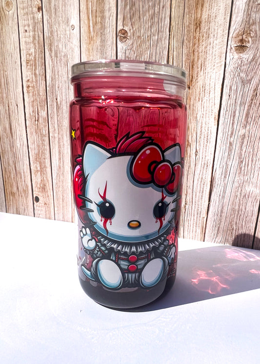 Blood drip snow globe 16oz Acrylic - Kitty and Crazy Blue character