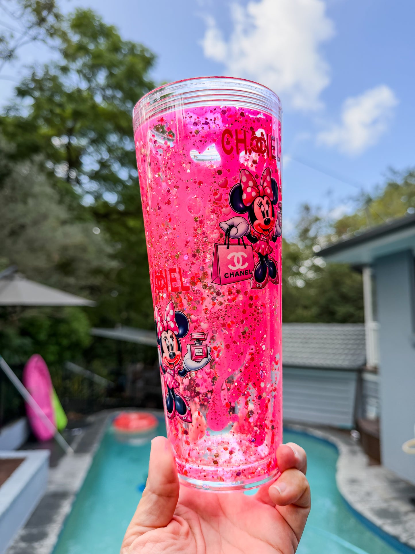 Pink Jewel Lava Minnie Inspired 24oz Stadium Snow Globe Cup