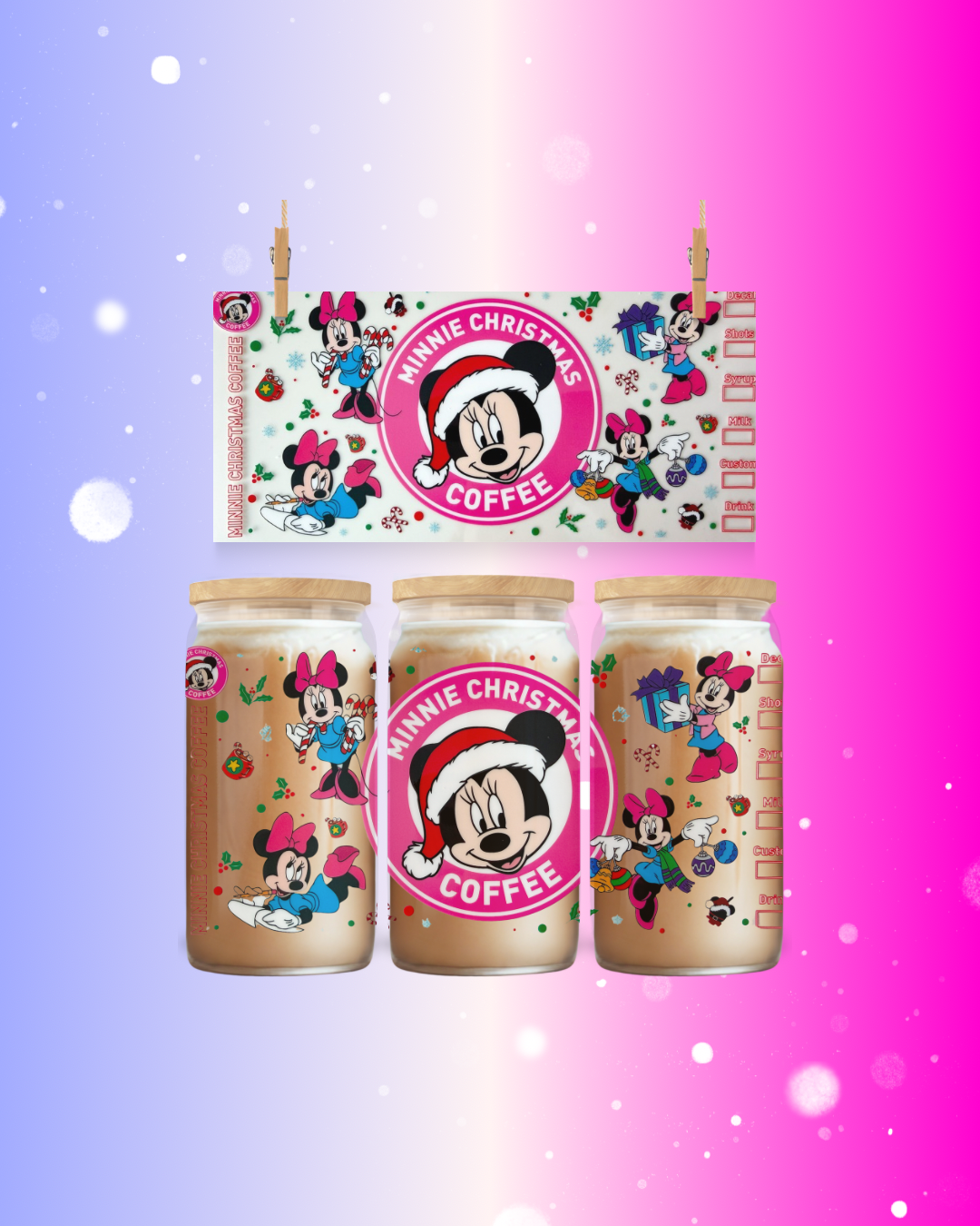 Min Sweet Mouse Holiday Coffee Wrap – 16oz UVDTF Cup Wrap