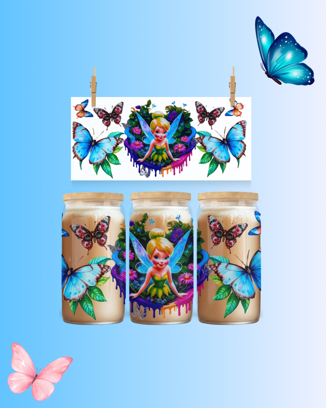 ✨ Magical Pixie Garden UV DTF Cup Wrap – 16oz
