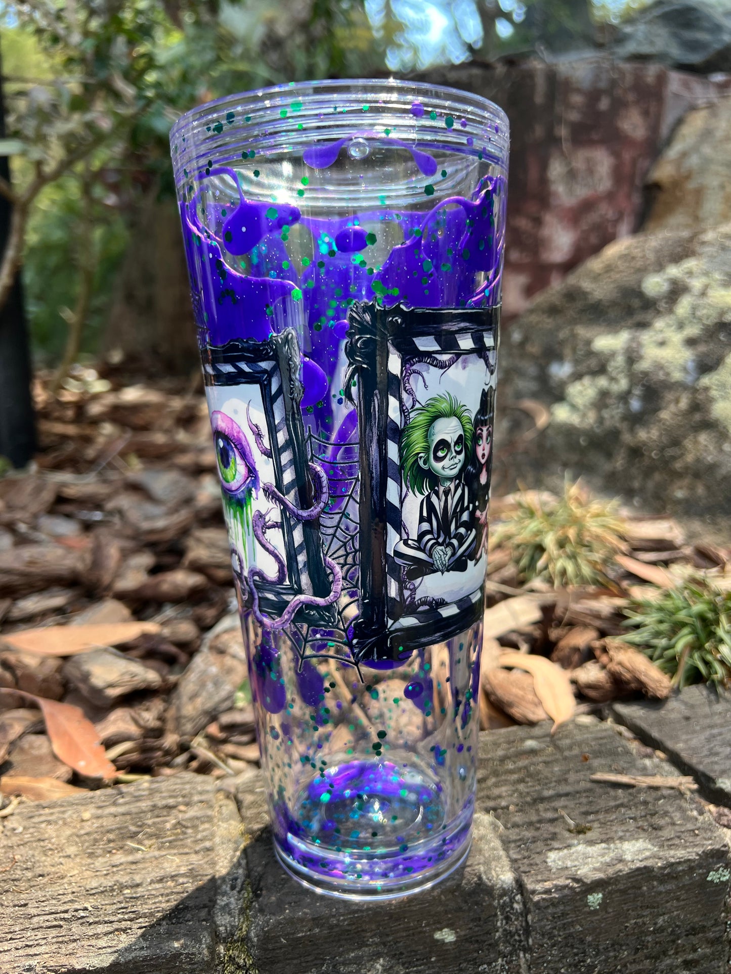 Afterlife Vibes Halloween Tumbler | Purple & Green Glitter Lava Drip Cup 24oz