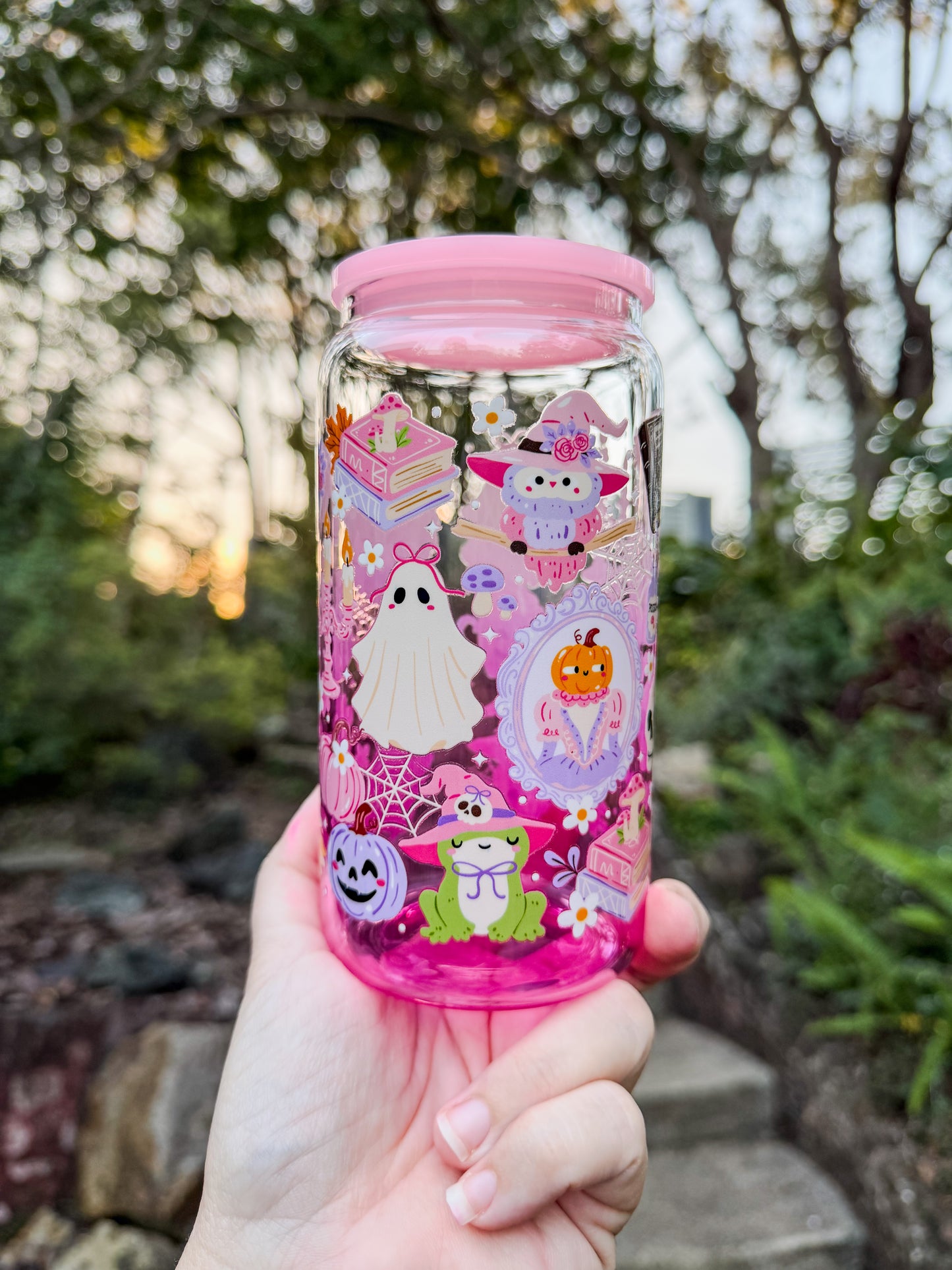 🌸 Pink Spooky & Sweet - Light Pink Ombré Glass