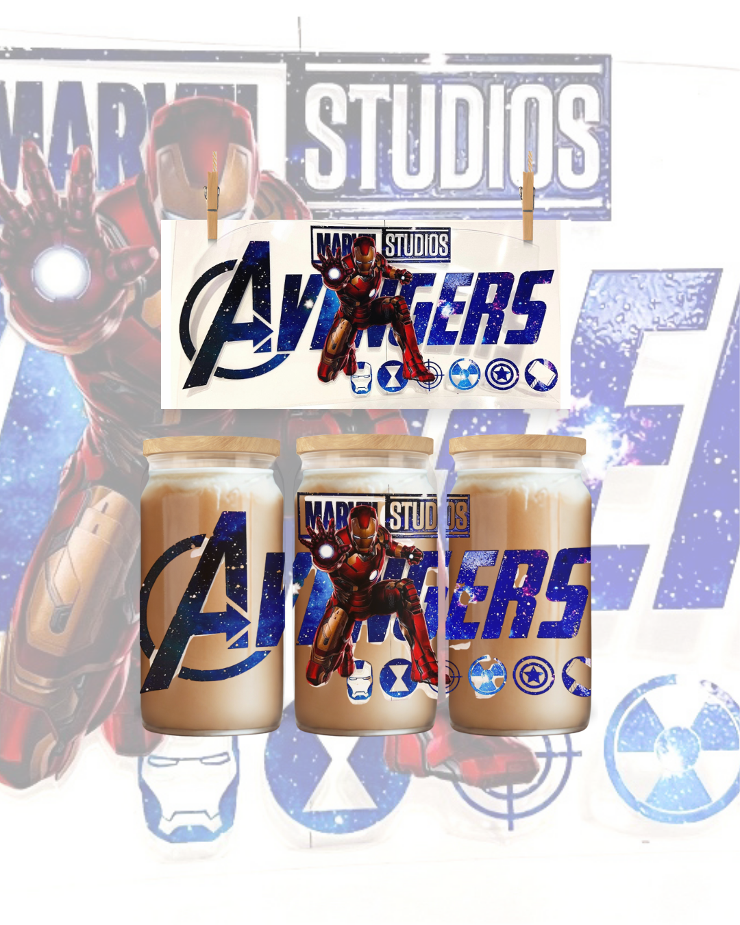 Avengers Iron Man - UV DTF Tumbler Wrap to suit 16oz