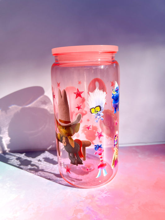 TROLLS Light Pink Plastic Tumbler 16oz