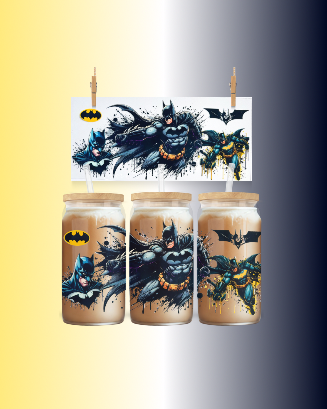Hero with a black cape - 16oz UVDTF Wrap