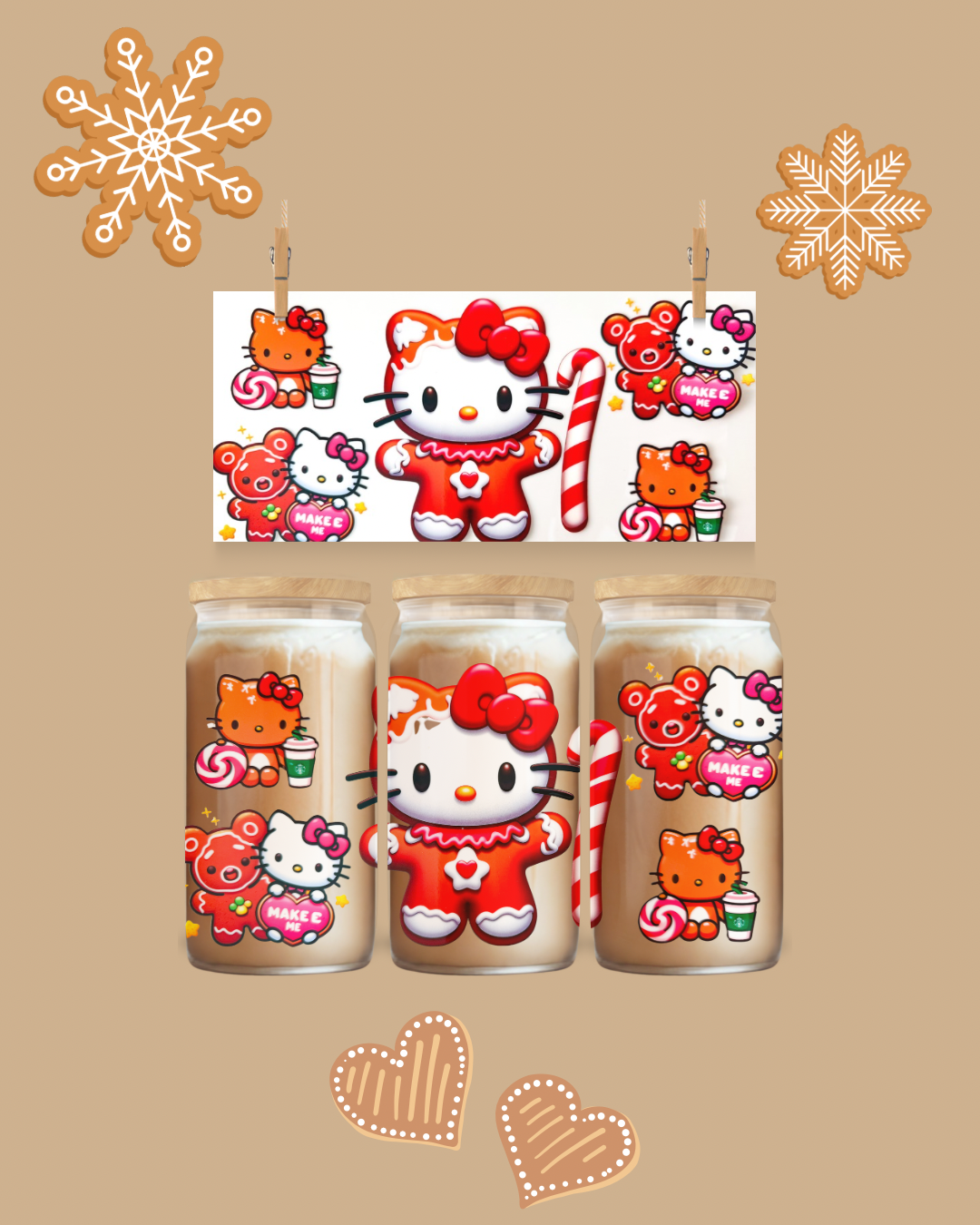 Gingerbread Kitty Brew Wrap – 16oz UVDTF Cup Wrap