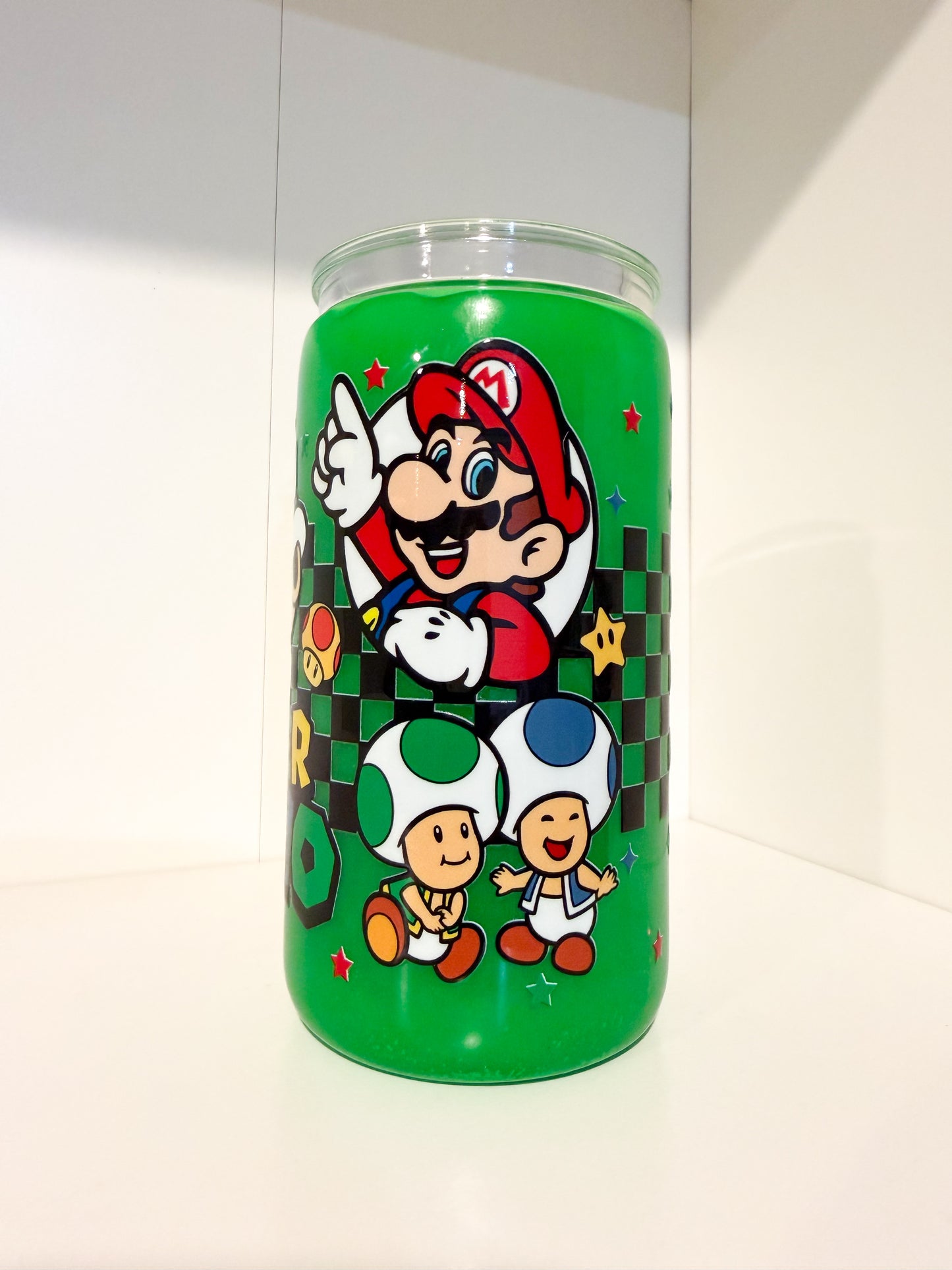 Super Mario Classic Game World Snow Globe Cup - 16oz Acrylic Tumbler