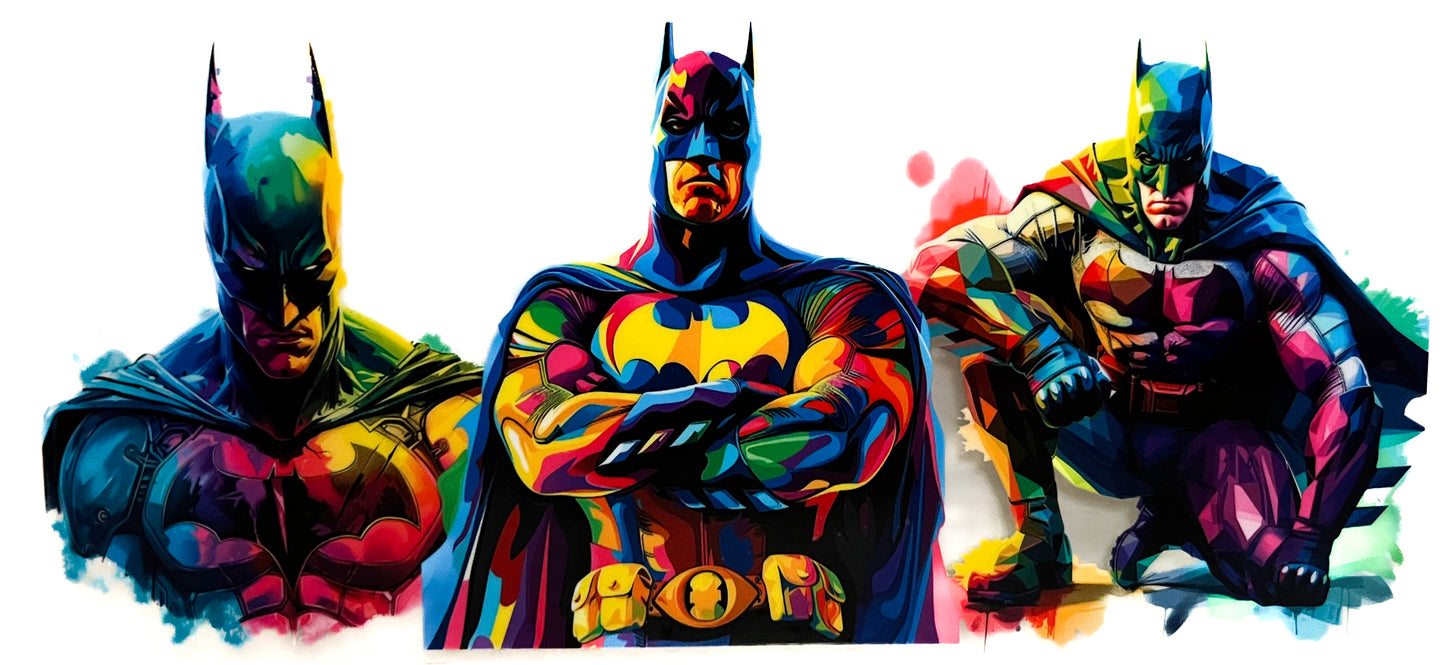 Bat Hero Pop Art UV DTF Cup Wrap – Fits 16oz Glass Can