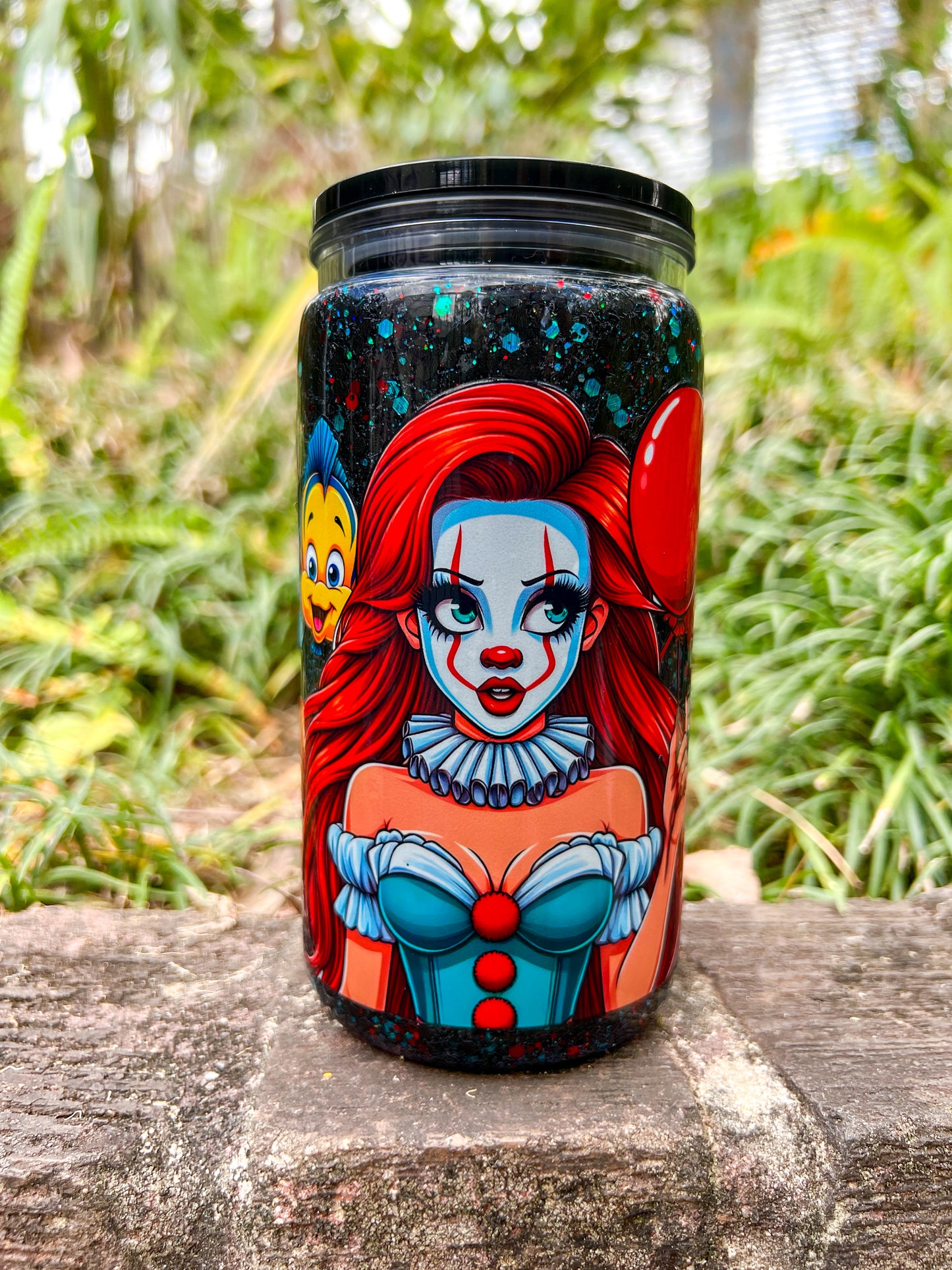 A Horror Mermaid Tumbler – Glitter Snow Globe Cup