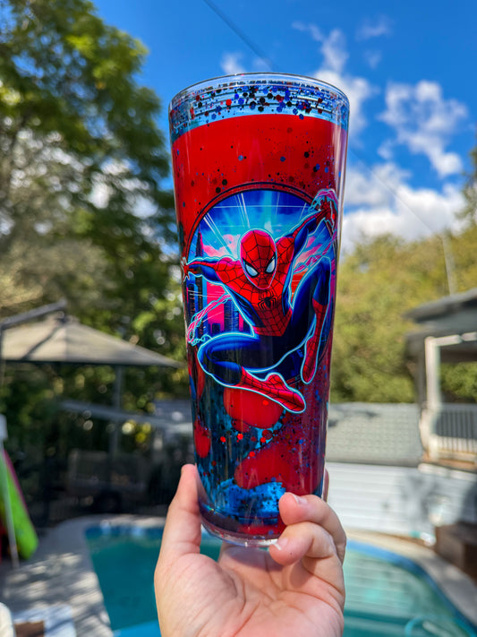 24oz Spider-Man Lava Drip Snow Globe Tumbler