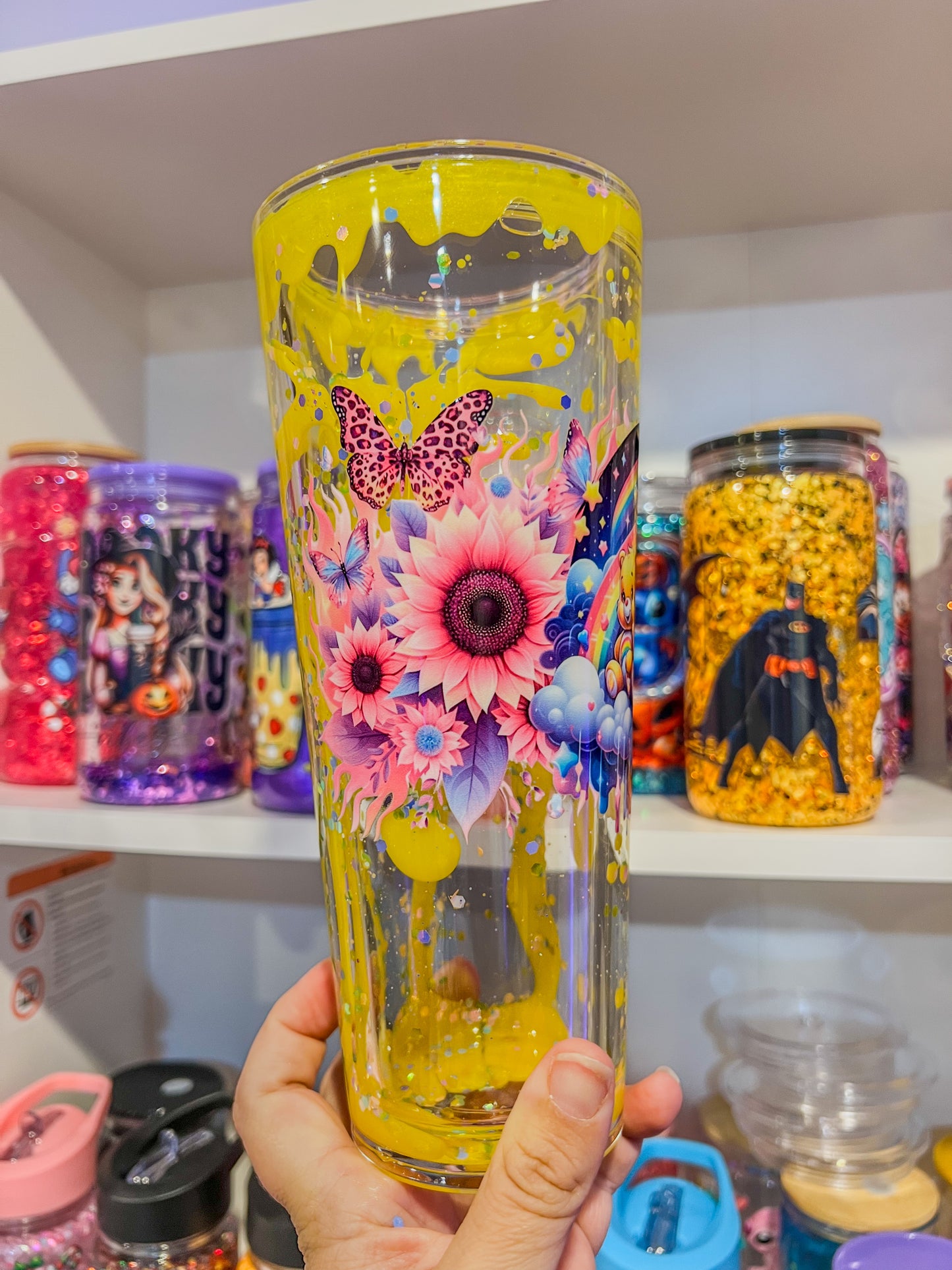 Cup of Happiness - 24oz Lava Drip Acrylic Snow Globe Stadium Cup