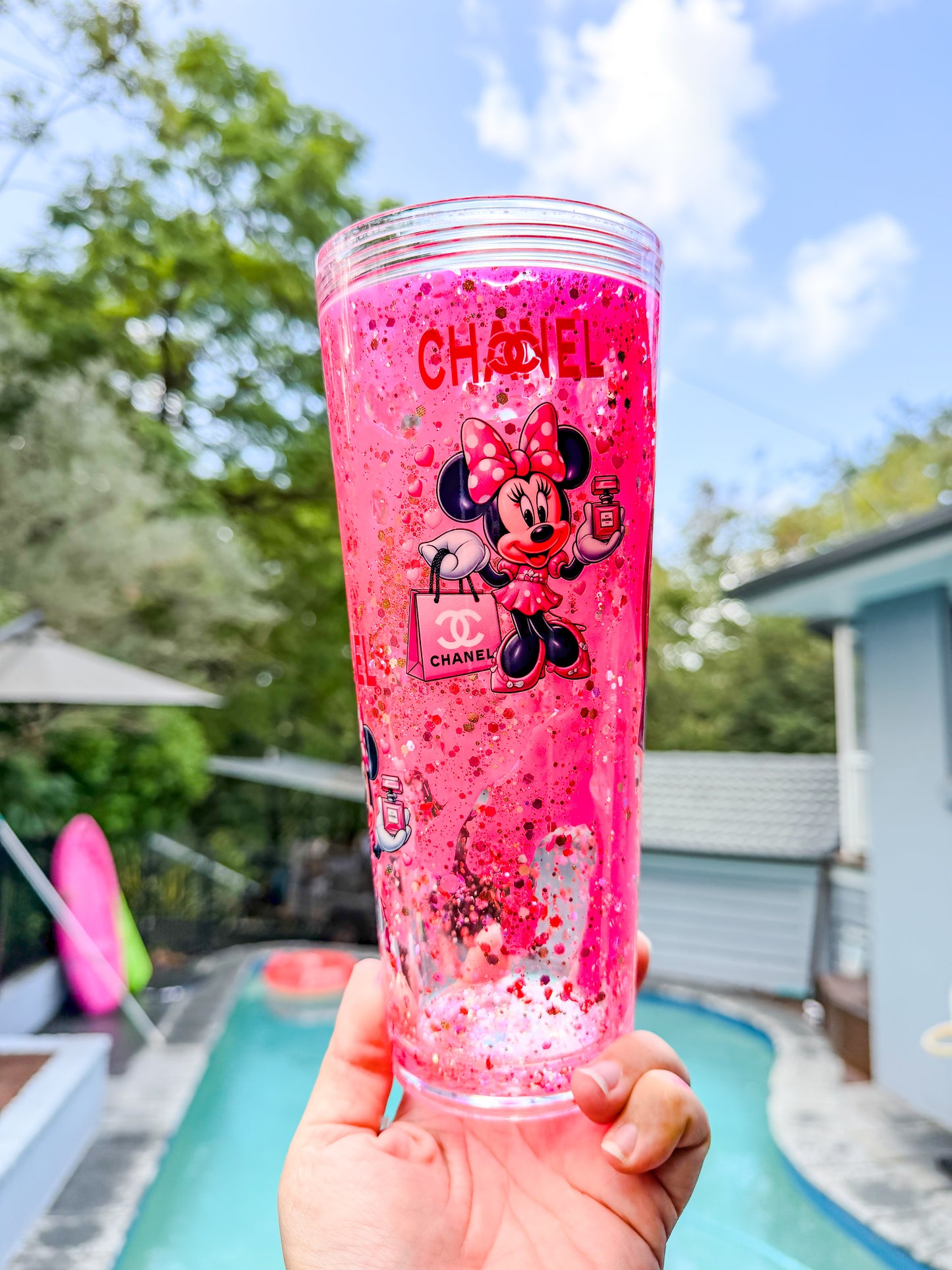 Pink Jewel Lava Minnie Inspired 24oz Stadium Snow Globe Cup