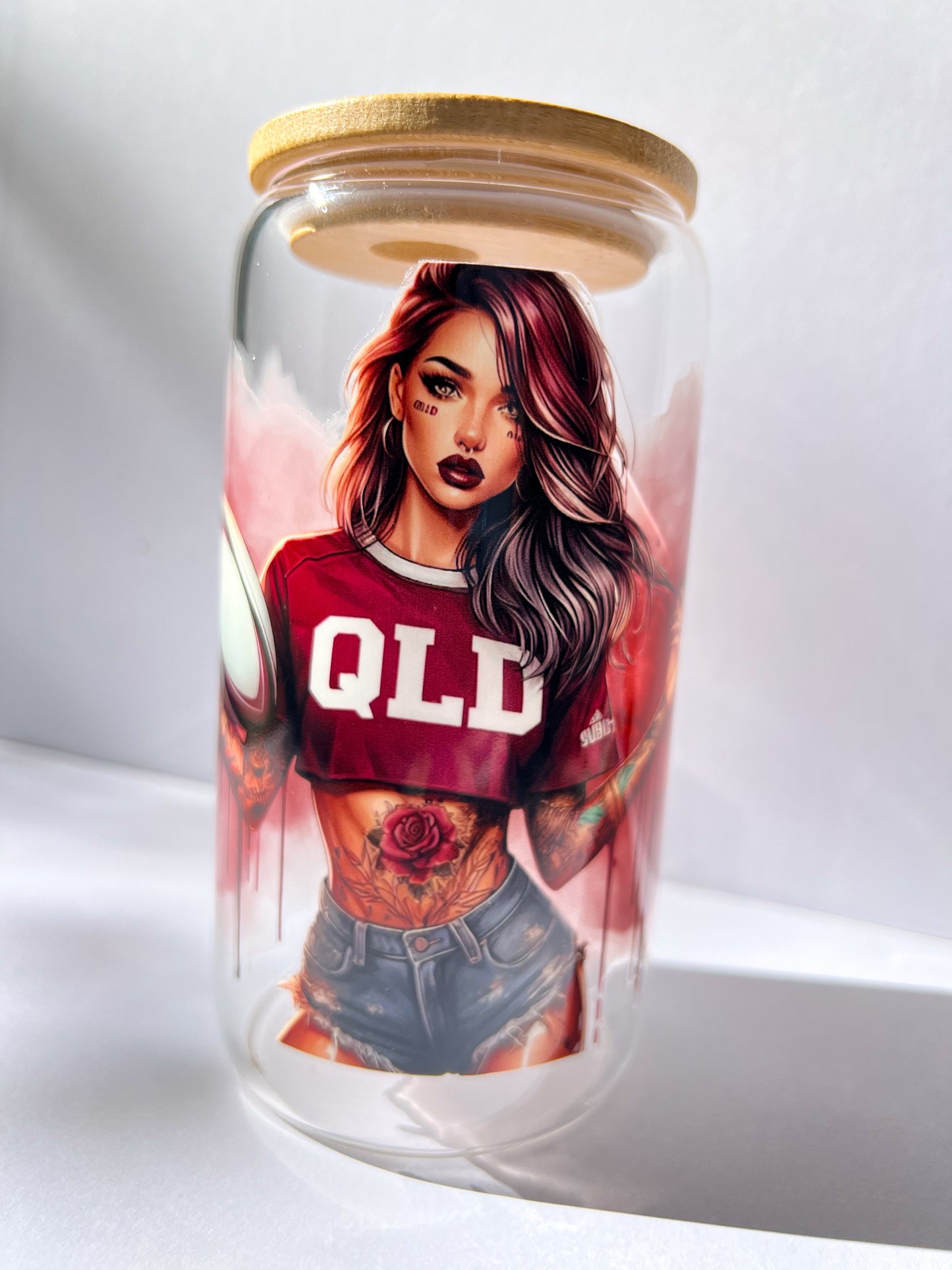 State of Origin Clear Glass Cup – QLD 16oz
