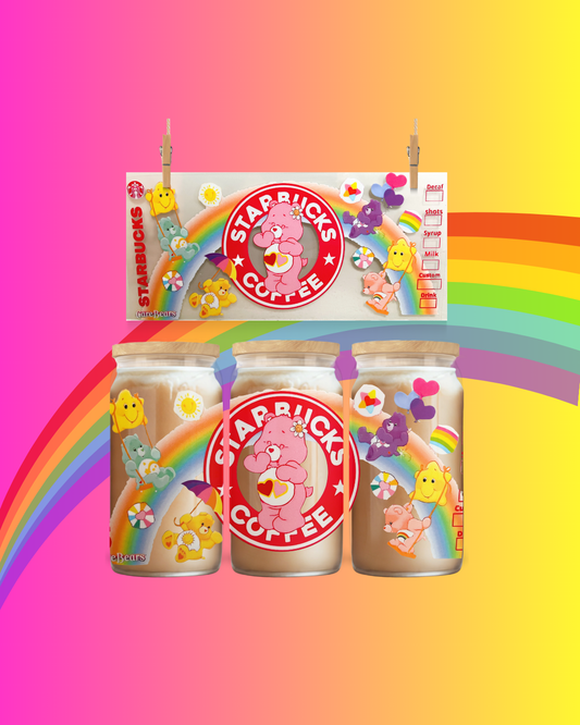 Sweet Bears Rainbow Coffee – UV DTF Cup Wrap – to suit 16oz tumbler