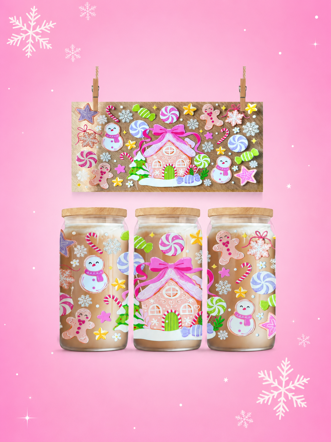 Sweet Gingerbread Cottage UV DTF Cup Wrap – 16oz