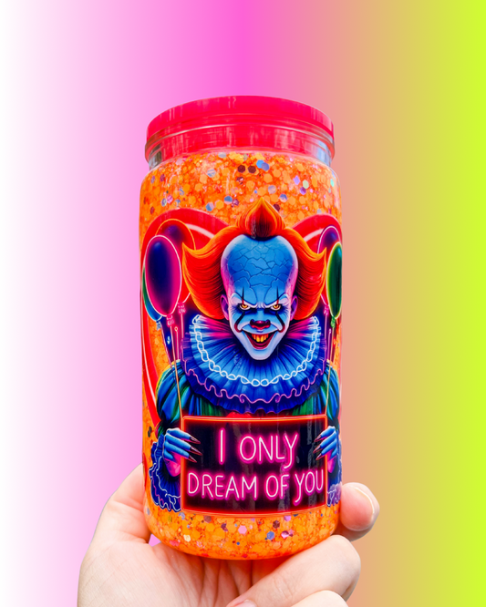 Neon Killer Clown Glitter Snow Globe Cup - 16oz