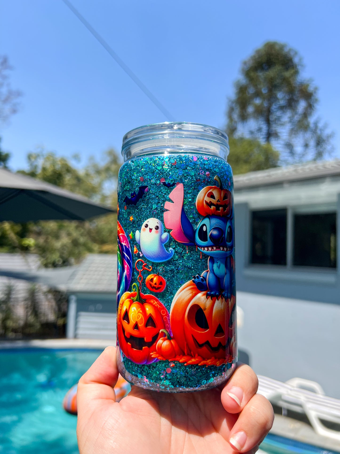 Blue Guy Candy Halloween Snow Globe 16oz