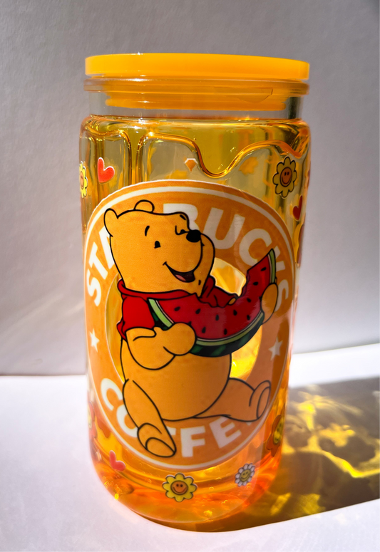 🍯 Honey Drip Snow Globe Tumbler – 16oz Acrylic Cute Honey Bear Design