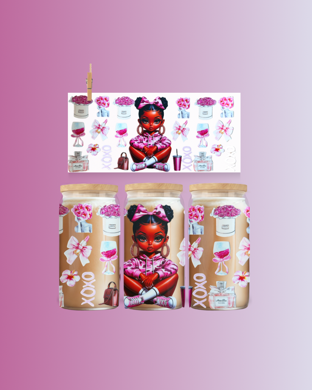 Pink Luxury Fashion Tumbler Wrap UV DTF Cup Wrap