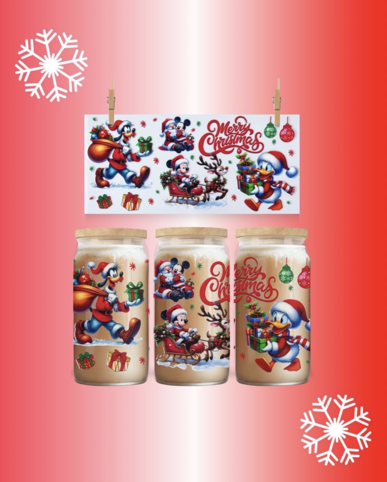Mickey& Friends Christmas - UV DTF CUP WRAP 16oz