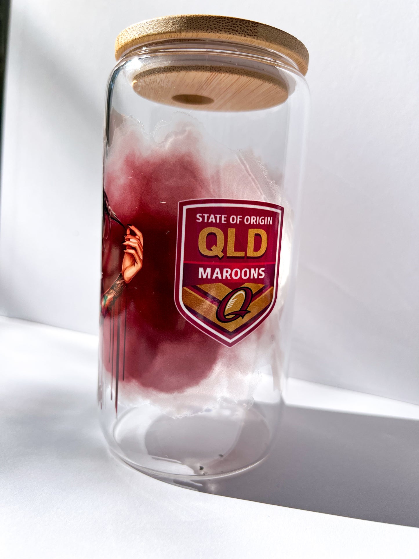 State of Origin Clear Glass Cup – QLD 16oz