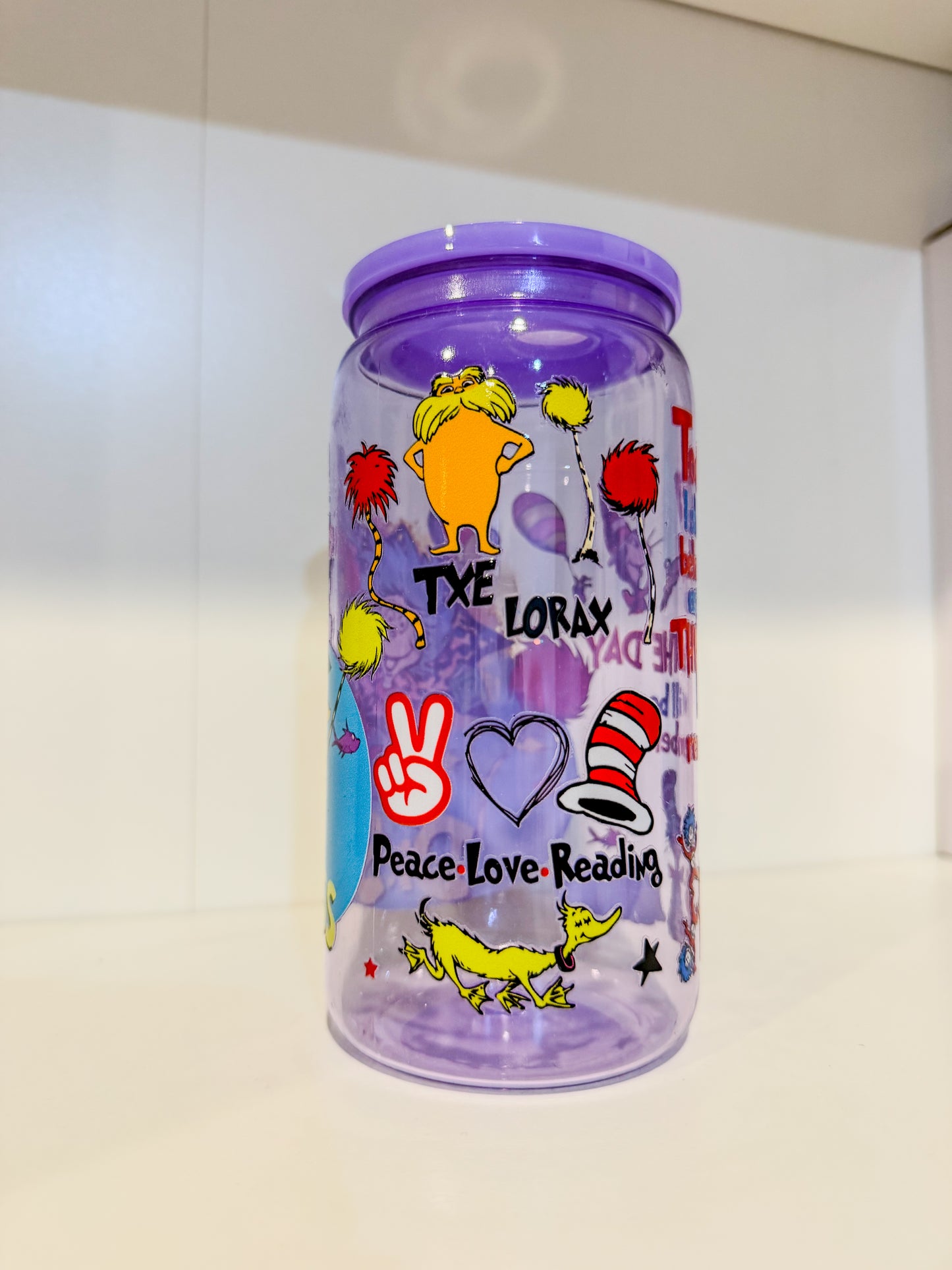 Dr. Seuss Inspired 16oz Purple Acrylic Reading Cup – Love Reading Teacher Tumbler