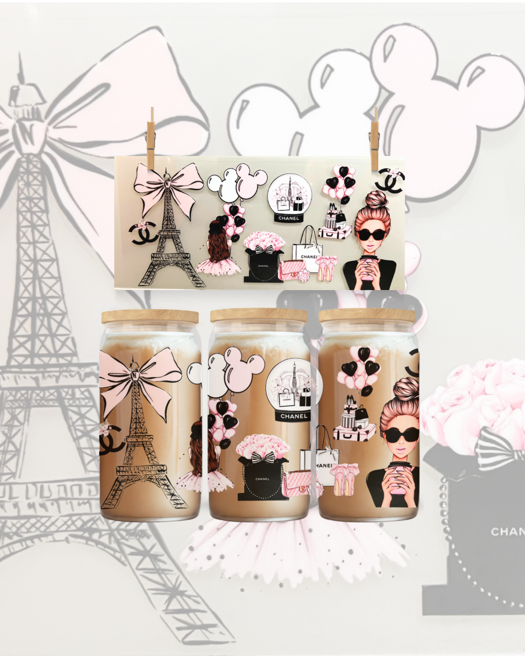 Parisian Glamour – Eiffel Tower UV DTF Cup Wrap – To Suit 16oz Tumbler