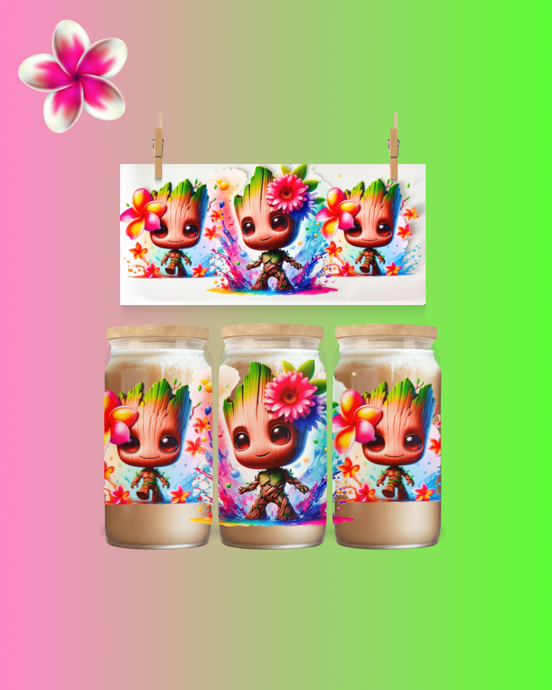Little Galaxy Sprout – UV DTF 16oz Cup Wrap