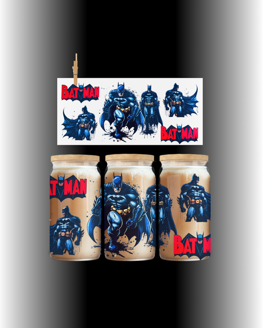 Dark Superhero UV DTF Cup Wrap – 16oz Glass Can Wrap