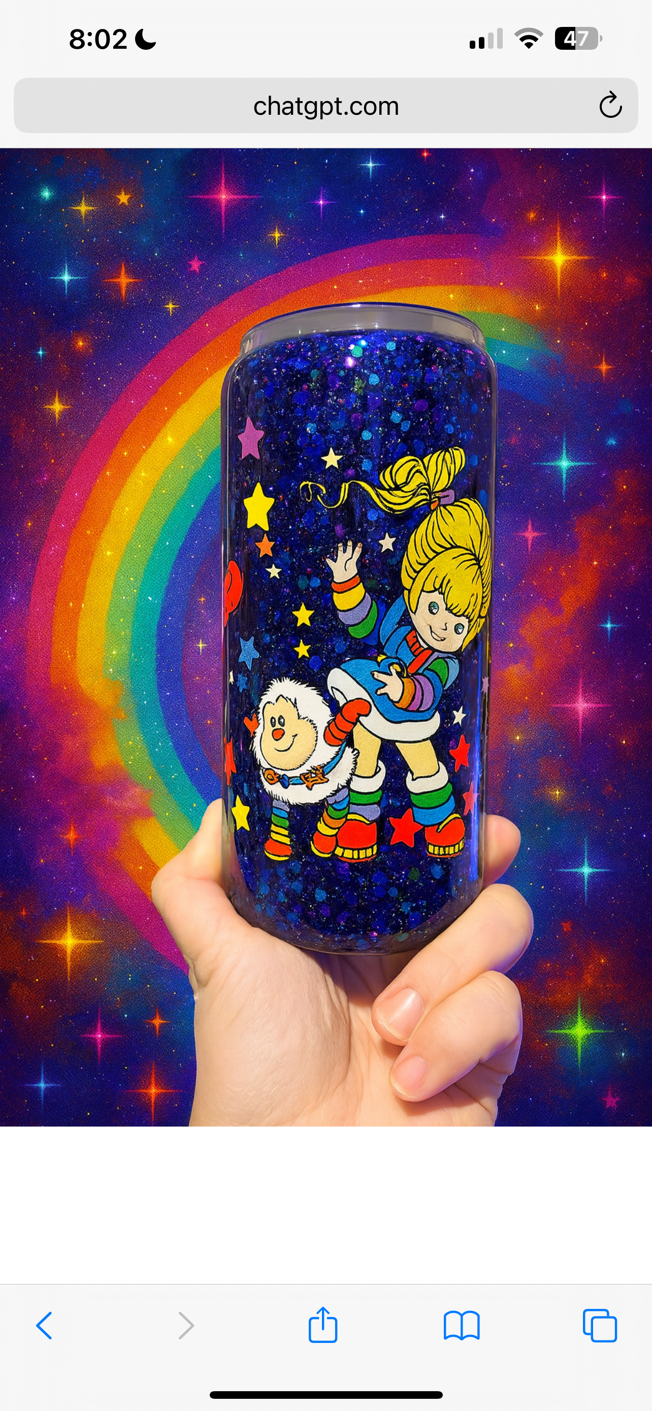 Brite Sparkle Tumbler – 80s Retro Magic Glitter Cup 20oz Glass Snow Globe with handle