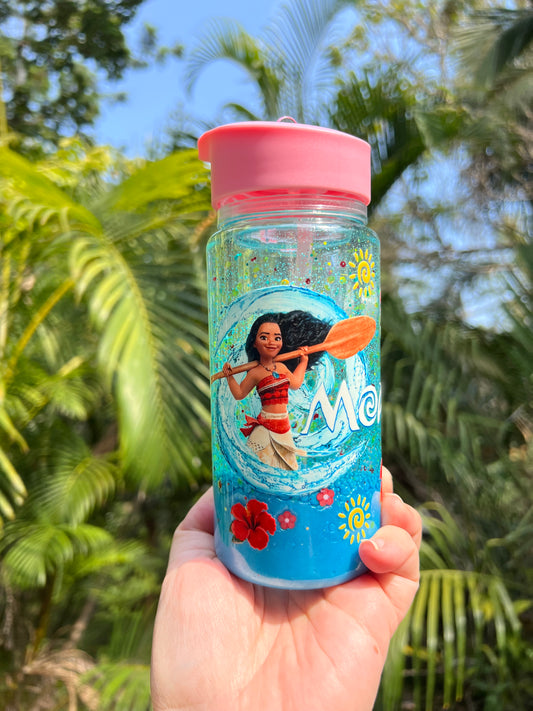 Moana Ocean Adventure lava drip 10oz Acrylic Snow Globe Tumbler – Kids Water Bottle