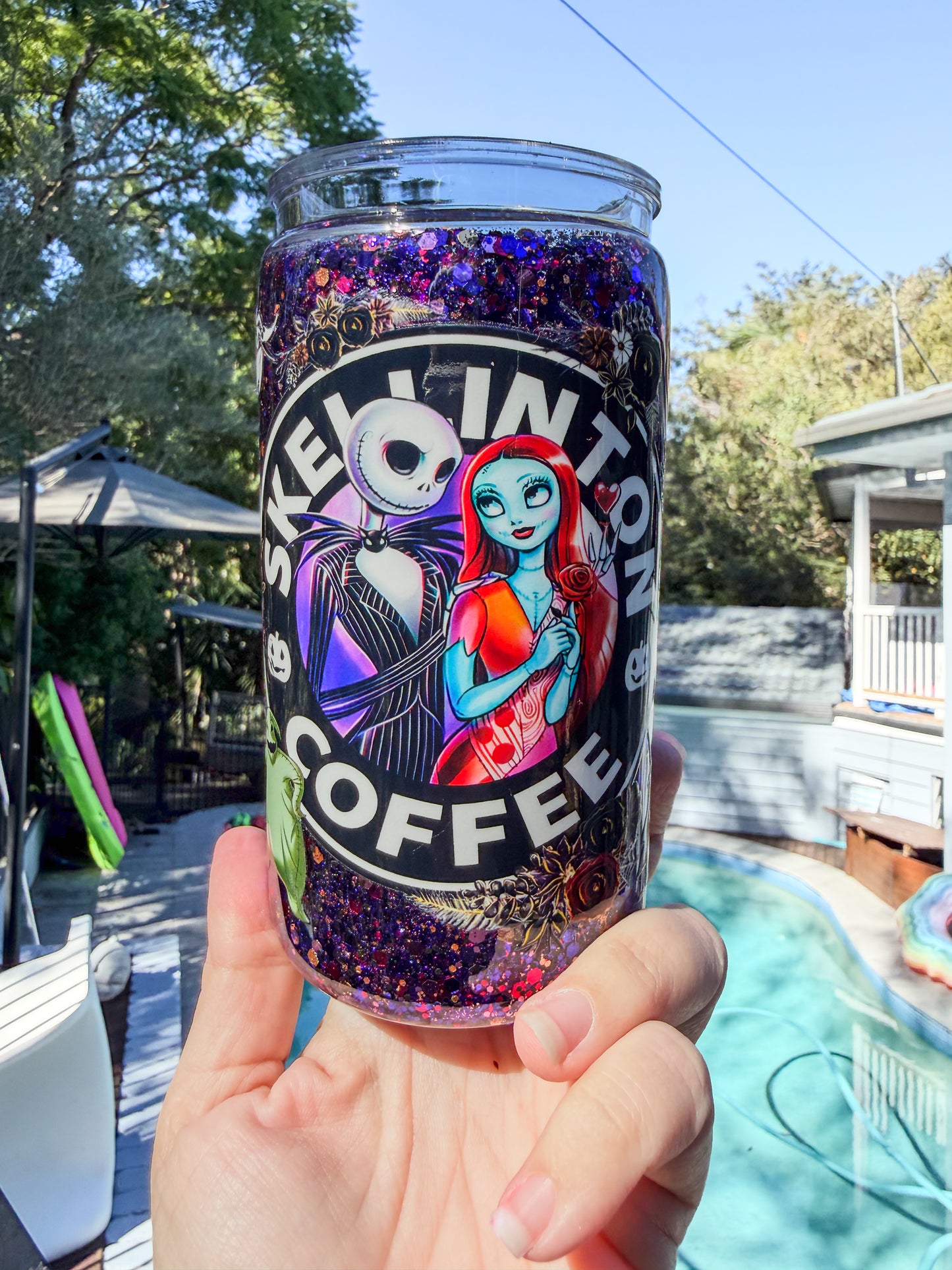 Skellington Inspired Snow Globe Tumbler